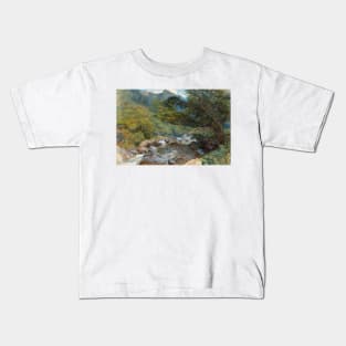 On the East Lyn, North Devon by William Henry Millais Kids T-Shirt